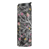 カラフル花：黒い木シームレス タンブラー (回転左)