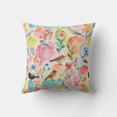 カラフル芸術品を気取った鳥花水彩色 クッション (裏面)