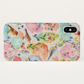 カラフル芸術品を気取った鳥花水彩色 Case-Mate iPhoneケース (裏面(横))