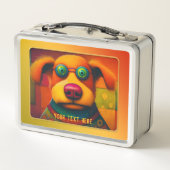 カラフル芸術的おもしろい犬 メタルランチボックス (裏面)