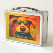 カラフル芸術的おもしろい犬 メタルランチボックス (正面)