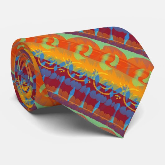 カラフル芸術的ストライプ模様タイ ネクタイ (ロール)