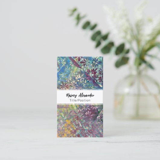 カラフル芸術的ファンキー色彩の鮮やか抽象芸術パターン 名刺 (スタンド正面)
