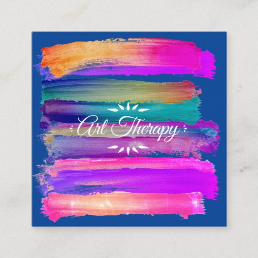 カラフル芸術的ブラシストローク – アートセラピー スクエア名刺 (正面)