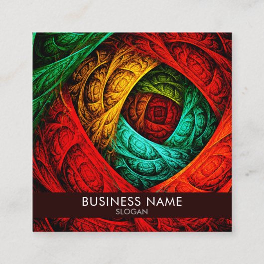 カラフル芸術的モダン抽象芸術の模様#09 スクエア名刺 (正面)