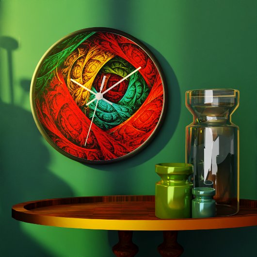 カラフル芸術的モダン抽象芸術の模様#09 ラージ壁時計