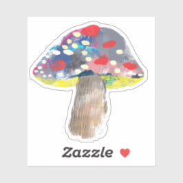 カラフル芸術的菌イラストレーション シール