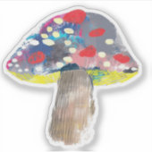 カラフル芸術的菌イラストレーション シール (正面)