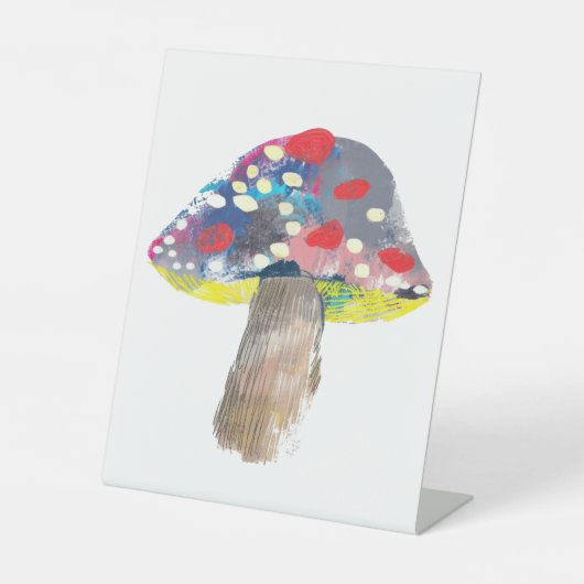 カラフル芸術的菌イラストレーション 台座サイン (正面)
