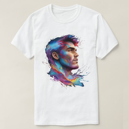 カラフル芸術的顔Tシャツ – ユニークデザイン Tシャツ (デザイン正面)