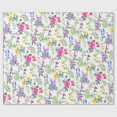 カラフル草木野花とハーブ花の柄 ラッピングペーパー (フラット)
