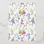 カラフル草木野草花ハーブ庭園の結婚式 箔招待状 (裏面)