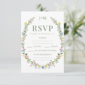 カラフル草花素朴結婚式RSVPカード 出欠カード (スタンド正面)