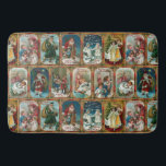 カラフル華美ビクトリアンChristmas Card Collage バスマット<br><div class="desc">フェスティバルとカラフルヴィンテージの繰り返し休日のパターンビクトリアンは、それぞれゴシック様式のステンドグラススタイル装飾金ゴールドに囲まれた父のクリスマスと子供のシーンを描いた復元されたグリーティングカードのイラストを含む華美に縁どのパタン。</div>