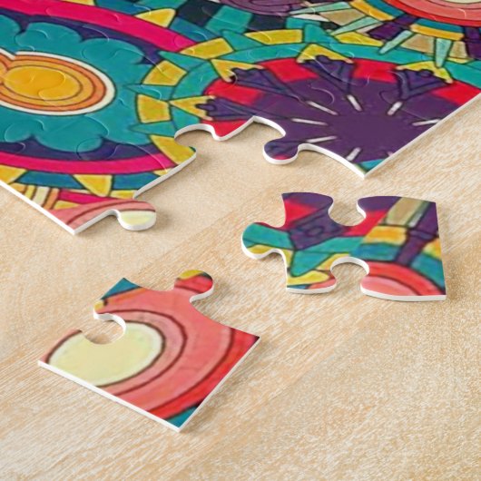 カラフル華美万華鏡のように千変万化するパターン ジグソーパズル (側面)