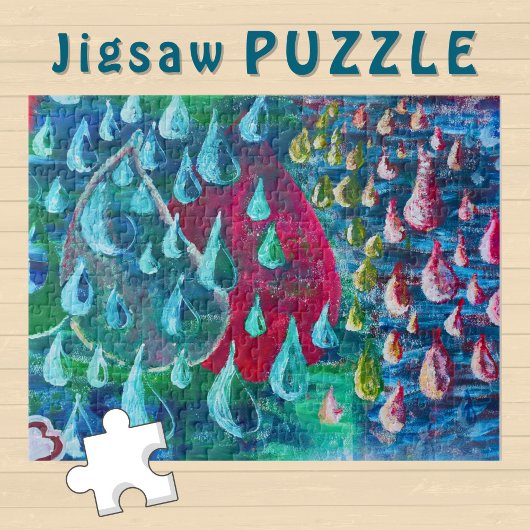 カラフル落書き絵を描の壁に雨が降る – ジグソーパズル