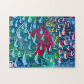 カラフル落書き絵を描の壁に雨が降る – ジグソーパズル (横)