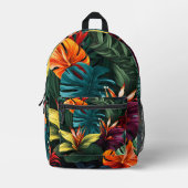カラフル葉パターン プリントバックパック (正面)