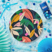 カラフル葉パタ鮮やかーン ペーパープレート (パーティー)