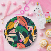 カラフル葉パタ鮮やかーン ペーパープレート (パーティー)