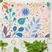 カラフル葉モダン葉のパターン キッチンタオル (折り畳み)