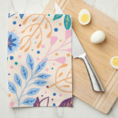 カラフル葉モダン葉のパターン キッチンタオル (四つ折り)