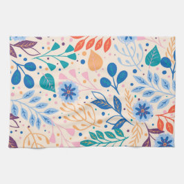 カラフル葉モダン葉のパターン キッチンタオル