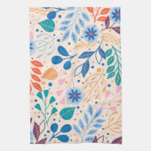 カラフル葉モダン葉のパターン キッチンタオル (縦)