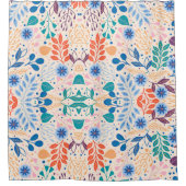 カラフル葉モダン葉のパターン シャワーカーテン (正面)