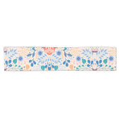 カラフル葉モダン葉のパターン ショートテーブルランナー (横)