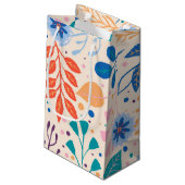 カラフル葉モダン葉のパターン スモールペーパーバッグ (裏面アングル)