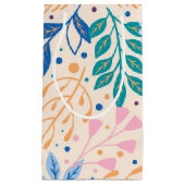 カラフル葉モダン葉のパターン スモールペーパーバッグ (正面)