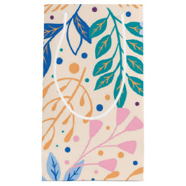 カラフル葉モダン葉のパターン スモールペーパーバッグ