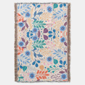 カラフル葉モダン葉のパターン スローブランケット (正面縦)