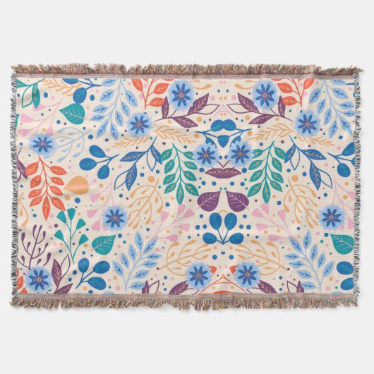 カラフル葉モダン葉のパターン スローブランケット (正面)
