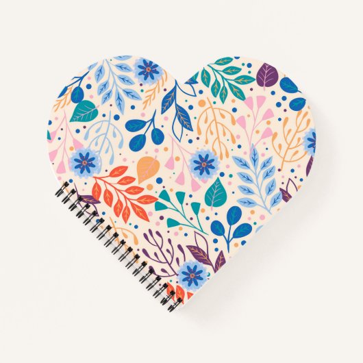 カラフル葉モダン葉のパターン ノートブック (正面)