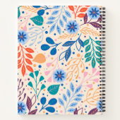 カラフル葉モダン葉のパターン ノートブック (裏面)
