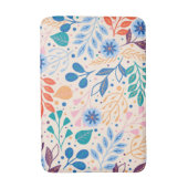 カラフル葉モダン葉のパターン バスマット (正面縦)