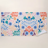 カラフル葉モダン葉のパターン ビーチタオル (正面)