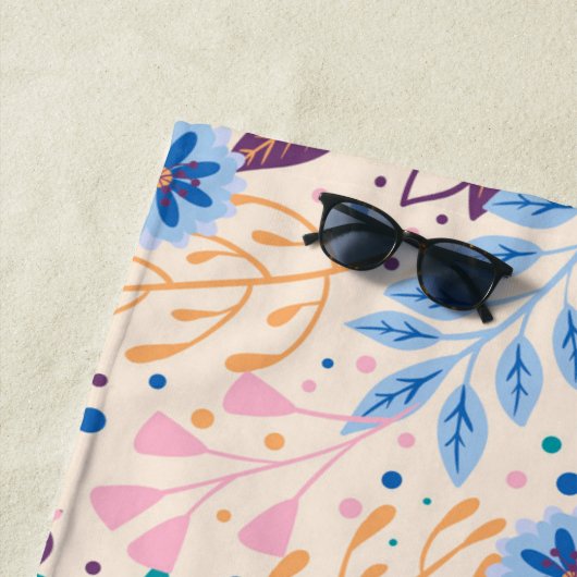 カラフル葉モダン葉のパターン ビーチタオル (インサイチュ)