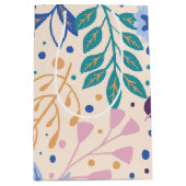 カラフル葉モダン葉のパターン ミディアムペーパーバッグ (正面)