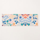 カラフル葉モダン葉のパターン ヨガマット (正面(横))