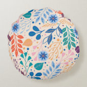 カラフル葉モダン葉のパターン ラウンドクッション (裏面)