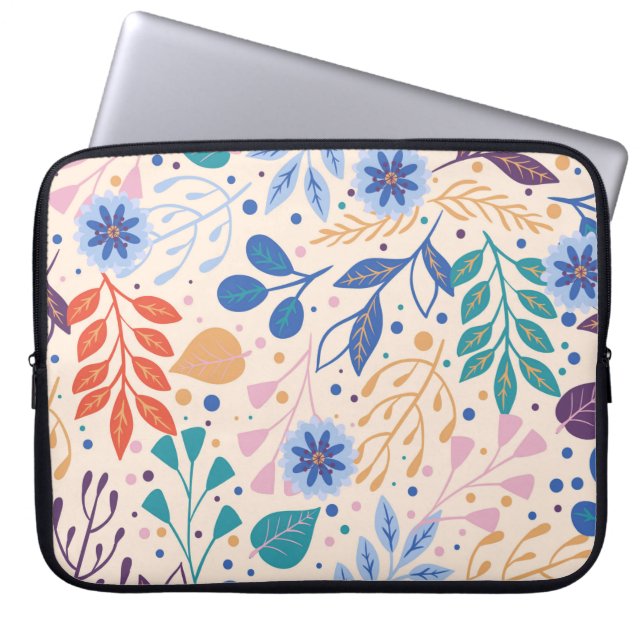カラフル葉モダン葉のパターン ラップトップスリーブ (正面)
