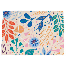 カラフル葉モダン葉のパターン ラージペーパーバッグ