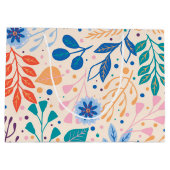 カラフル葉モダン葉のパターン ラージペーパーバッグ (裏面)