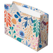 カラフル葉モダン葉のパターン ラージペーパーバッグ (裏面アングル)