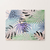 カラフル葉ヤシの木の熱帯ジグソーパズル ジグソーパズル (横)