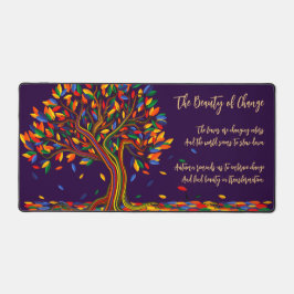 カラフル葉レインボーツリーオータム感動的 デスクマット