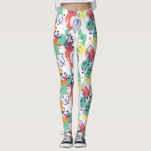 カラフル葉形のオーガニックパターン レギンス (正面)